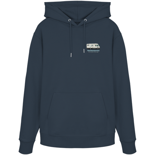 Premium Organic Hoodie "India Ink Grey" - vorne und hinten bedruckt mit Deiner Camper Illustration