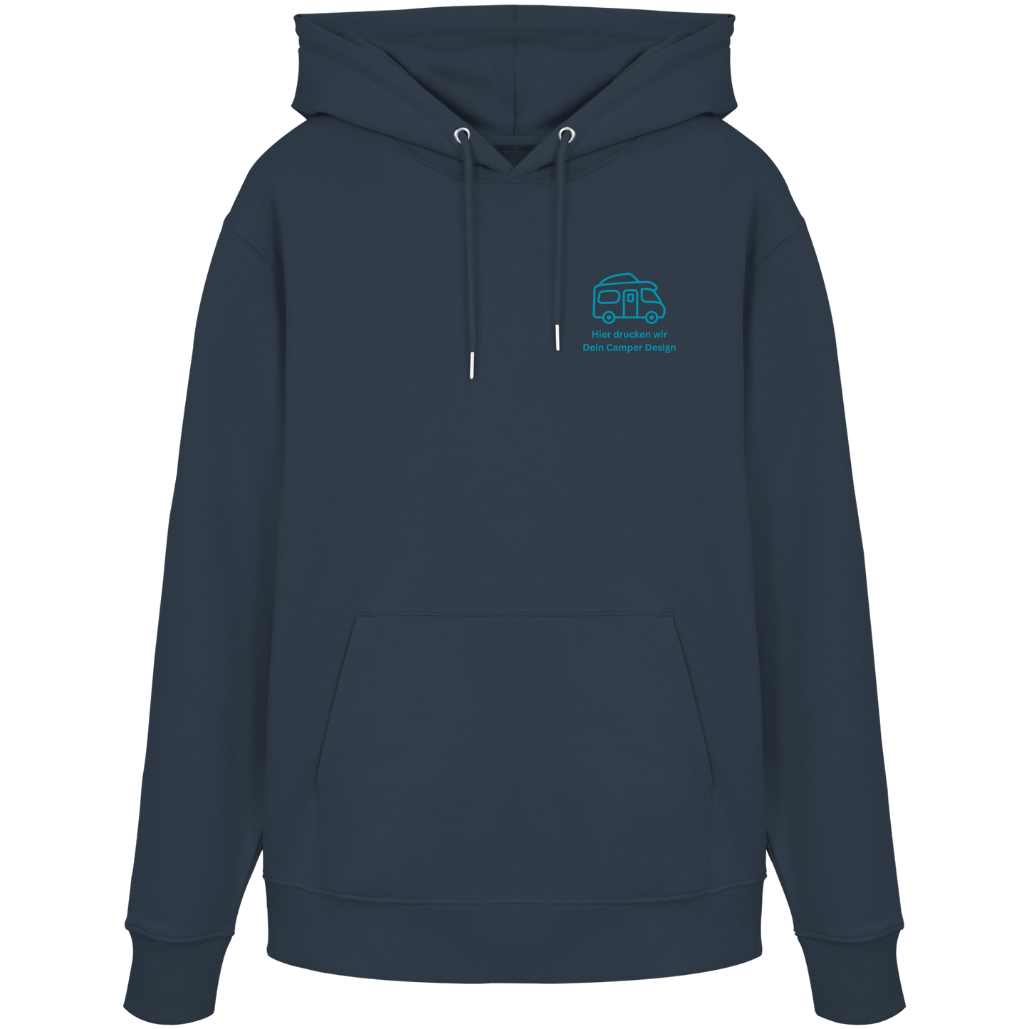 Premium Organic Hoodie "India Ink Grey" - vorne und hinten bedruckt mit Deiner Camper Illustration