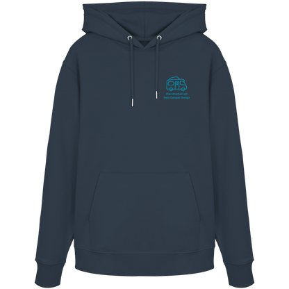 Premium Organic Hoodie "India Ink Grey" - vorne und hinten bedruckt mit Deiner Camper Illustration