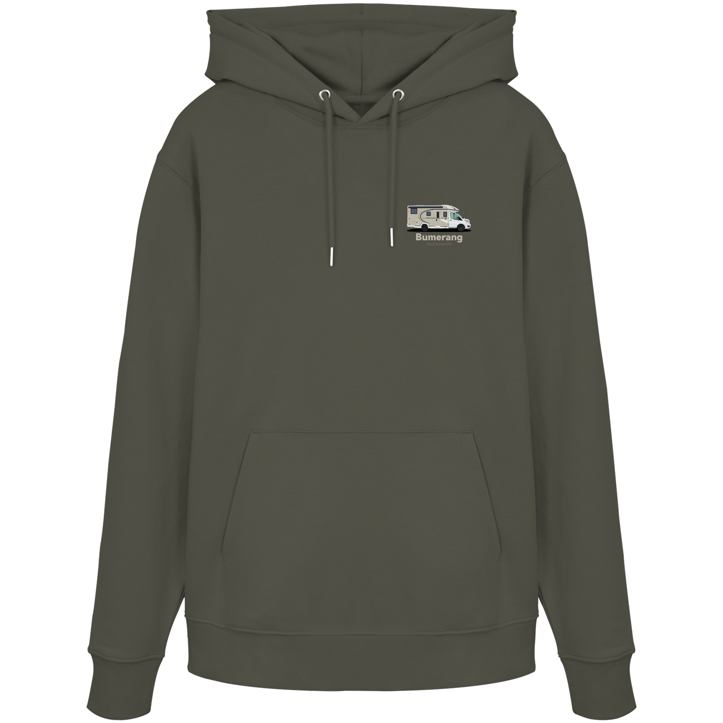 Premium Organic Hoodie "Khaki" - vorne und hinten bedruckt mit Deiner Camper Illustration