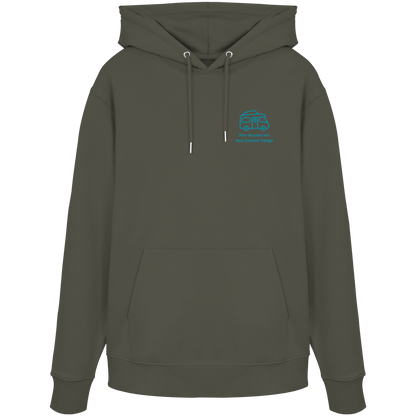 Premium Organic Hoodie "Khaki" - vorne und hinten bedruckt mit Deiner Camper Illustration