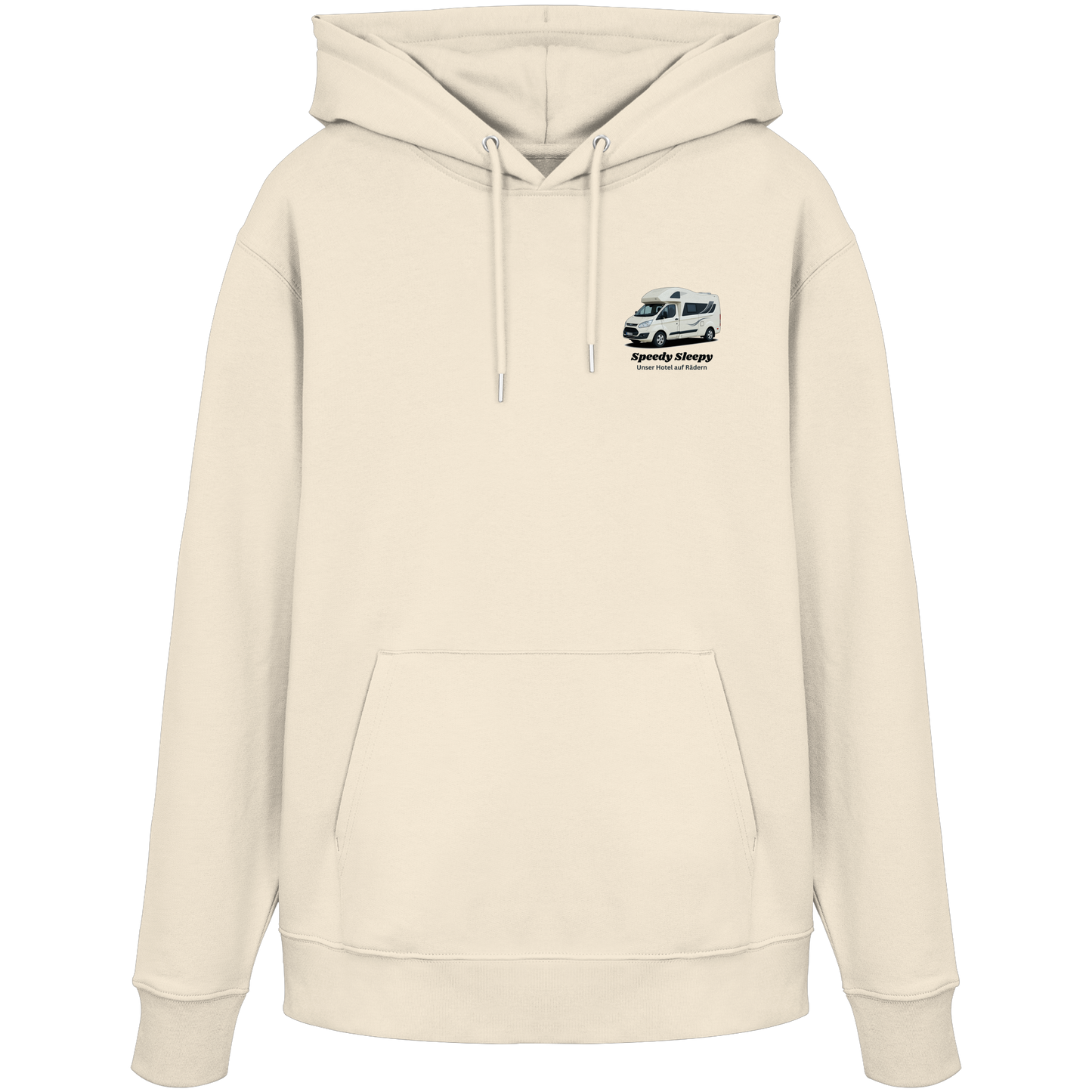 Premium Organic Hoodie "Natural Raw" - vorne und hinten bedruckt mit Deiner Camper Illustration