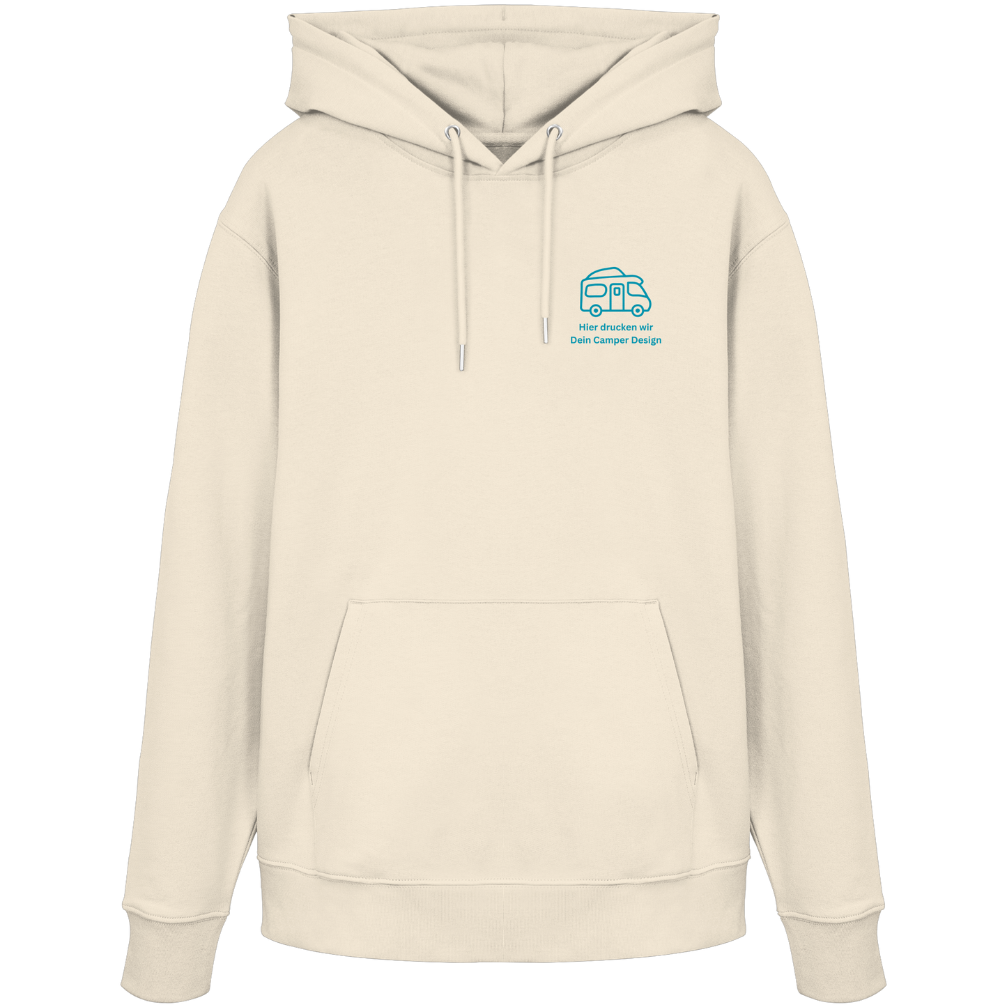Premium Organic Hoodie "Natural Raw" - vorne und hinten bedruckt mit Deiner Camper Illustration