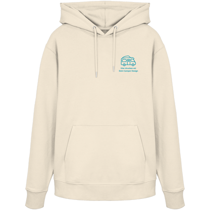 Premium Organic Hoodie "Natural Raw" - vorne und hinten bedruckt mit Deiner Camper Illustration