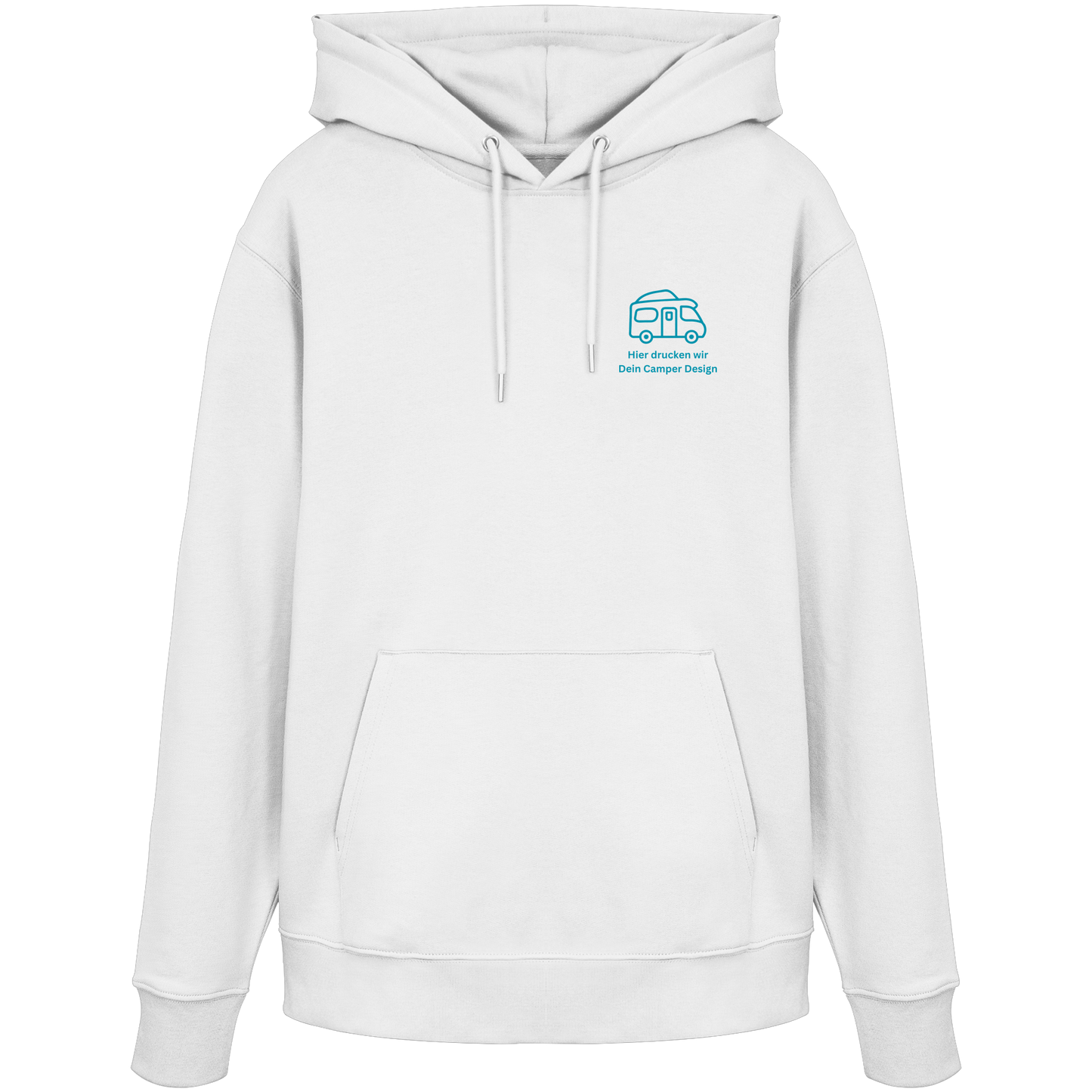 Premium Organic Hoodie "White" - vorne und hinten bedruckt mit Deiner Camper Illustration