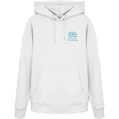 Premium Organic Hoodie "White" - vorne und hinten bedruckt mit Deiner Camper Illustration