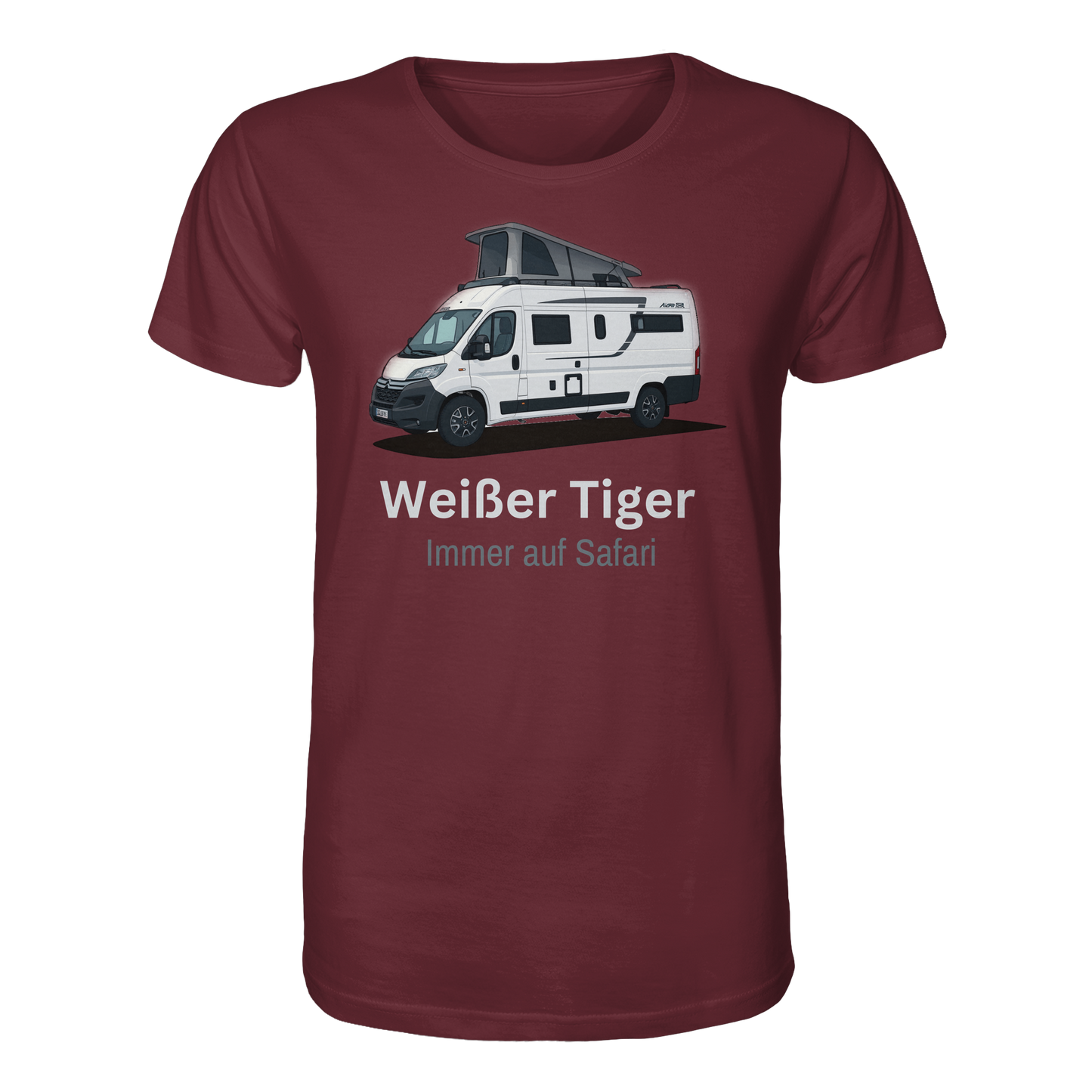 Organic Shirt "Burgundy" - bedruckt mit Deiner Camper Illustration