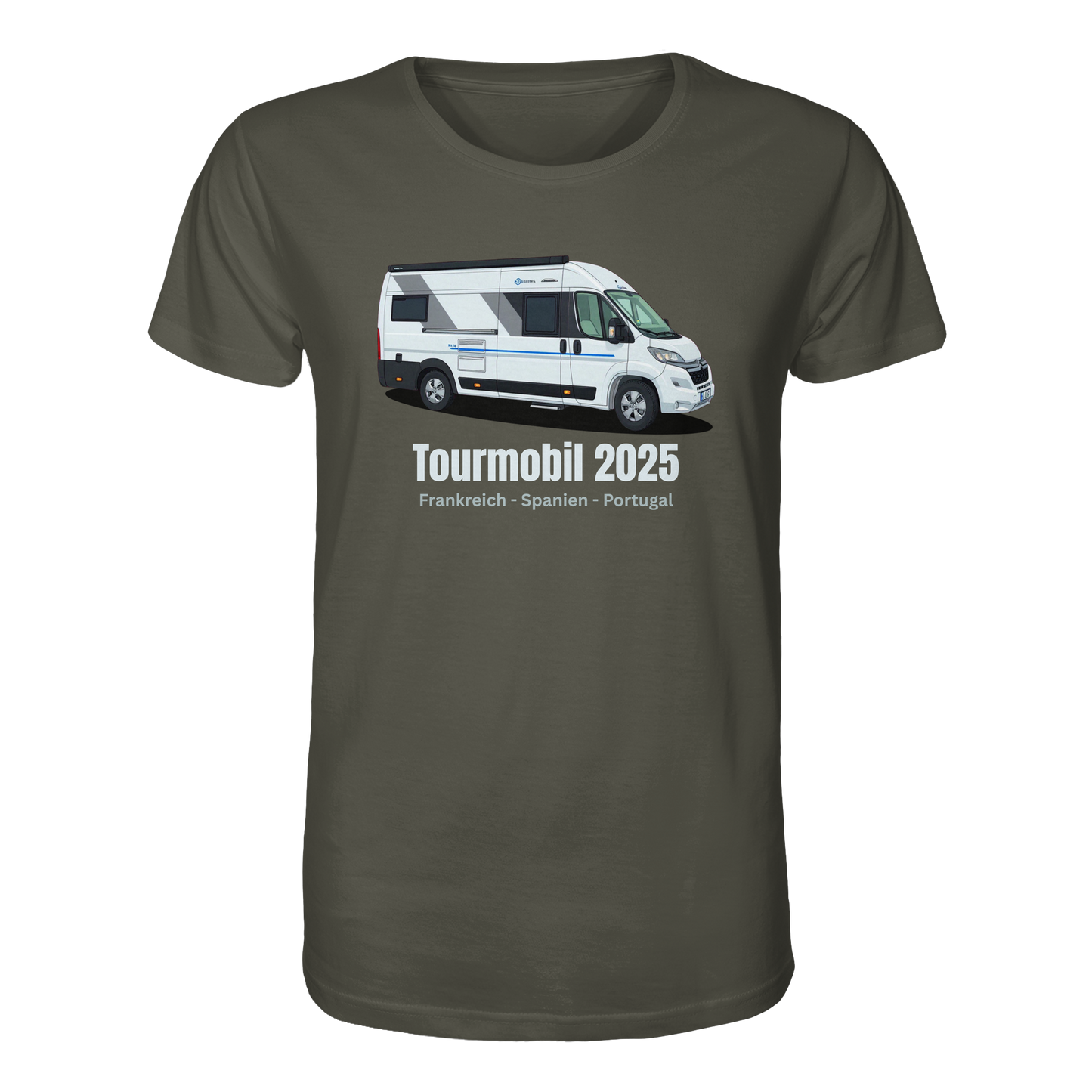 Organic Shirt "Khaki" - bedruckt mit Deiner Camper Illustration