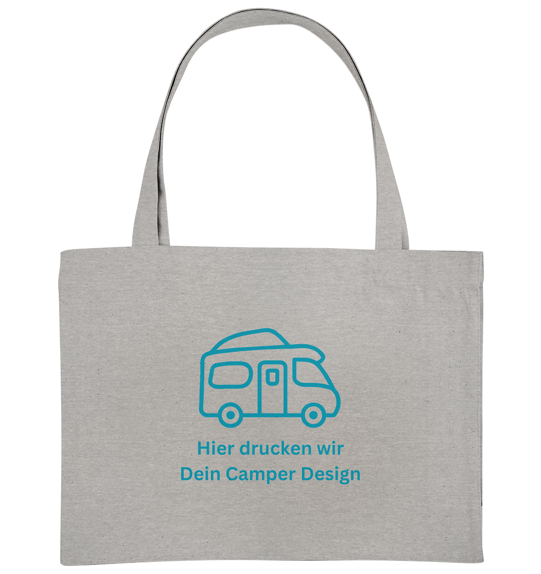 Organic Shopping-Bag "Heather Grey" - bedruckt mit Deiner Camper Illustration