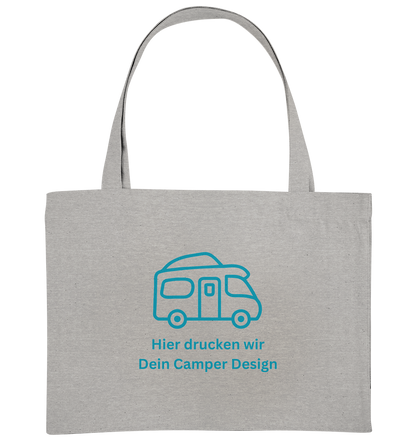 Organic Shopping-Bag "Heather Grey" - bedruckt mit Deiner Camper Illustration