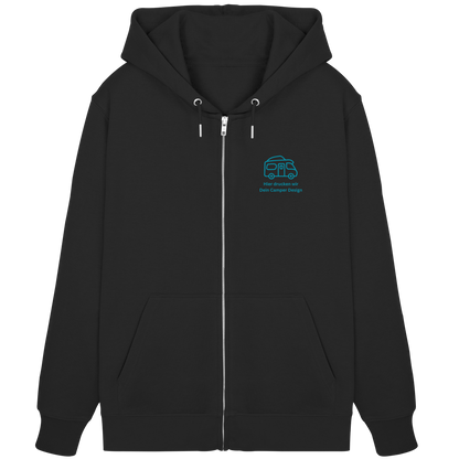 Premium Organic Zipper "Black" - vorne und hinten bedruckt mit Deiner Camper Illustration