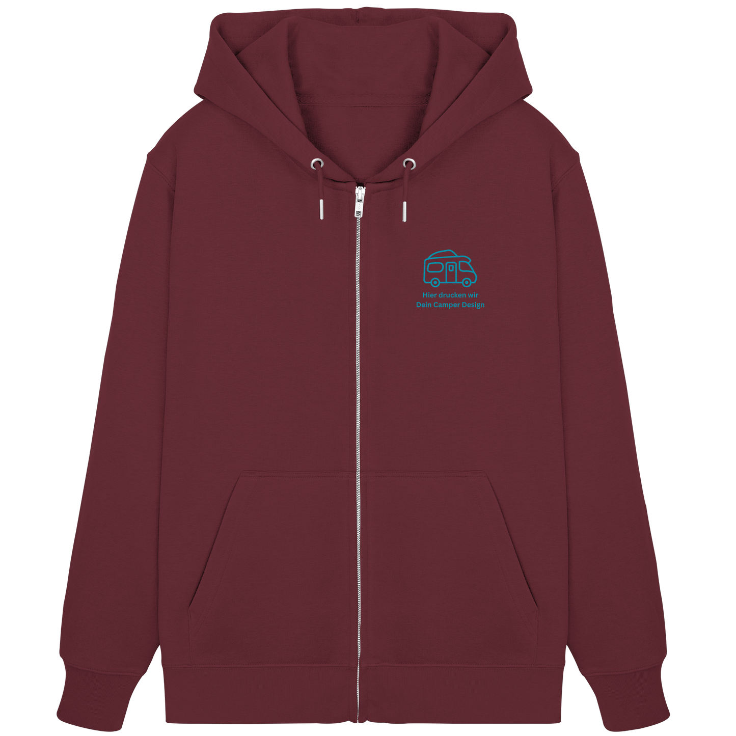 Premium Organic Zipper "Burgundy" - vorne und hinten bedruckt mit Deiner Camper Illustration