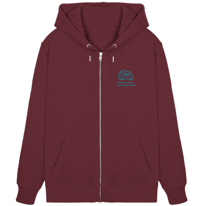 Premium Organic Zipper "Burgundy" - vorne und hinten bedruckt mit Deiner Camper Illustration