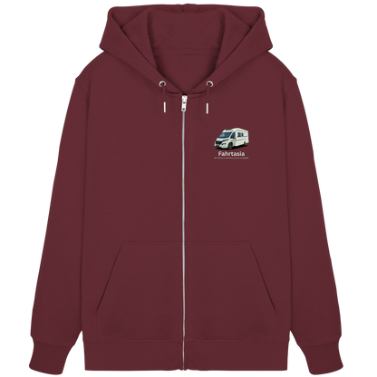 Premium Organic Zipper "Burgundy" - vorne und hinten bedruckt mit Deiner Camper Illustration