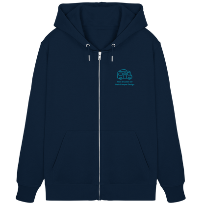 Premium Organic Zipper "French Navy" - vorne und hinten bedruckt mit Deiner Camper Illustration