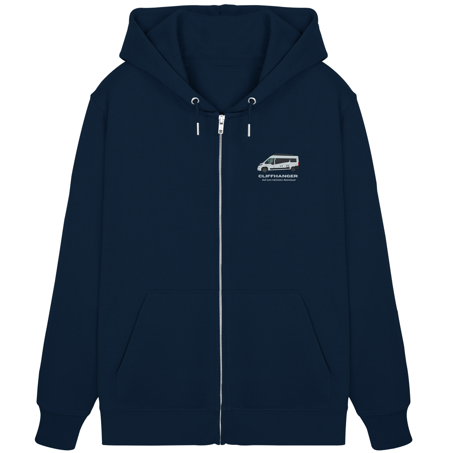 Premium Organic Zipper "French Navy" - vorne und hinten bedruckt mit Deiner Camper Illustration