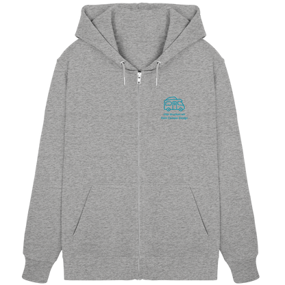 Premium Organic Zipper "Heather Grey" - vorne und hinten bedruckt mit Deiner Camper Illustration