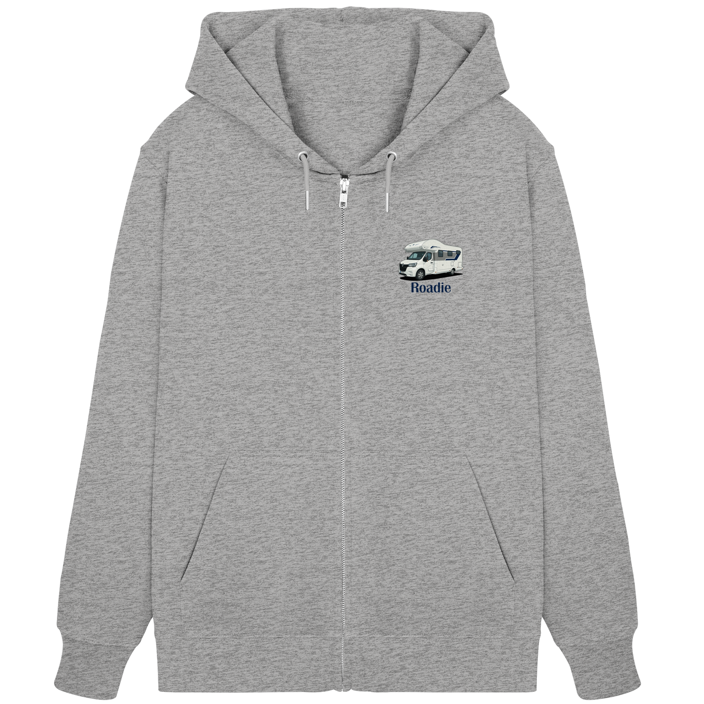 Premium Organic Zipper "Heather Grey" - vorne und hinten bedruckt mit Deiner Camper Illustration