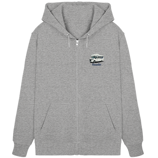 Premium Organic Zipper "Heather Grey" - vorne und hinten bedruckt mit Deiner Camper Illustration