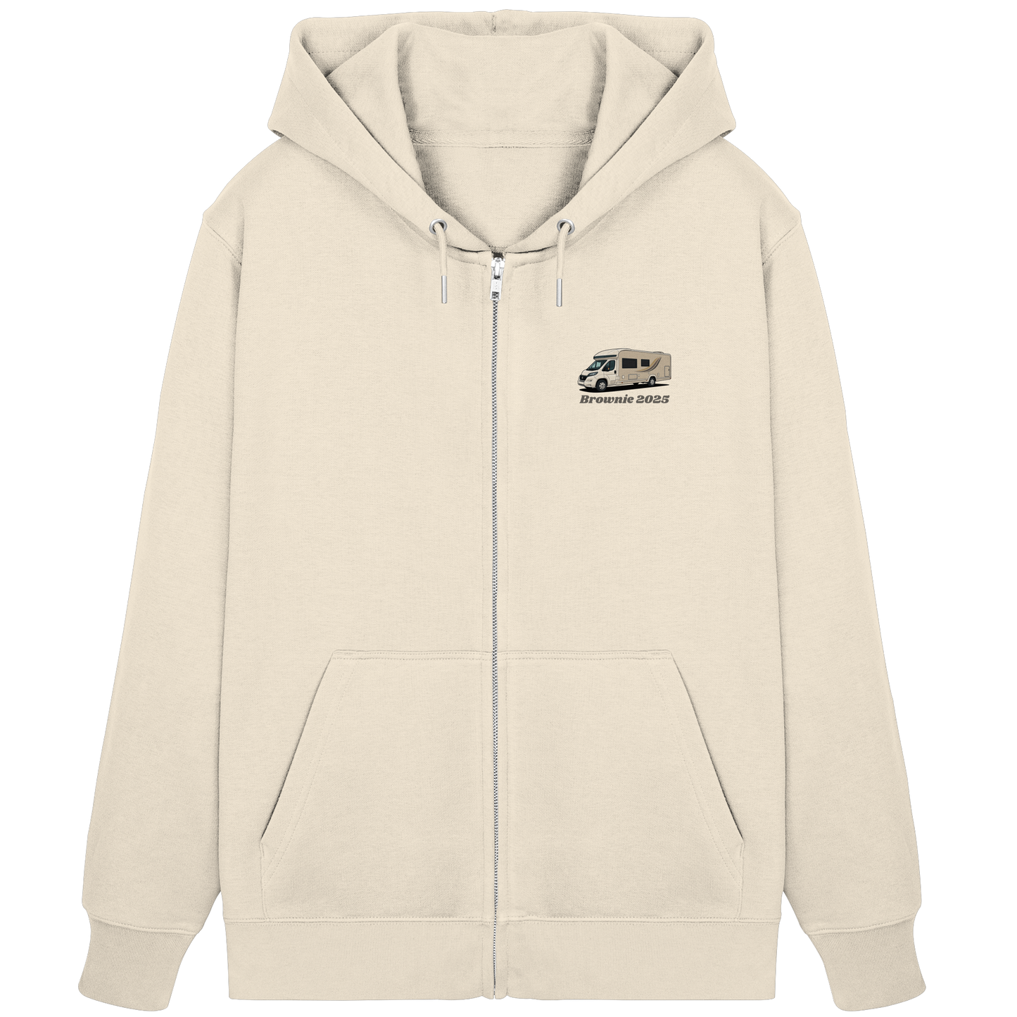 Premium Organic Zipper "Natural Raw" - vorne und hinten bedruckt mit Deiner Camper Illustration
