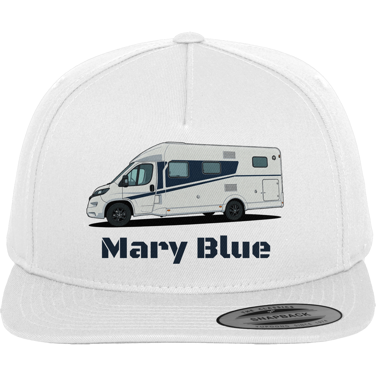 Premium Snapback Cap "White" - bedruckt mit Deiner Camper Illustration