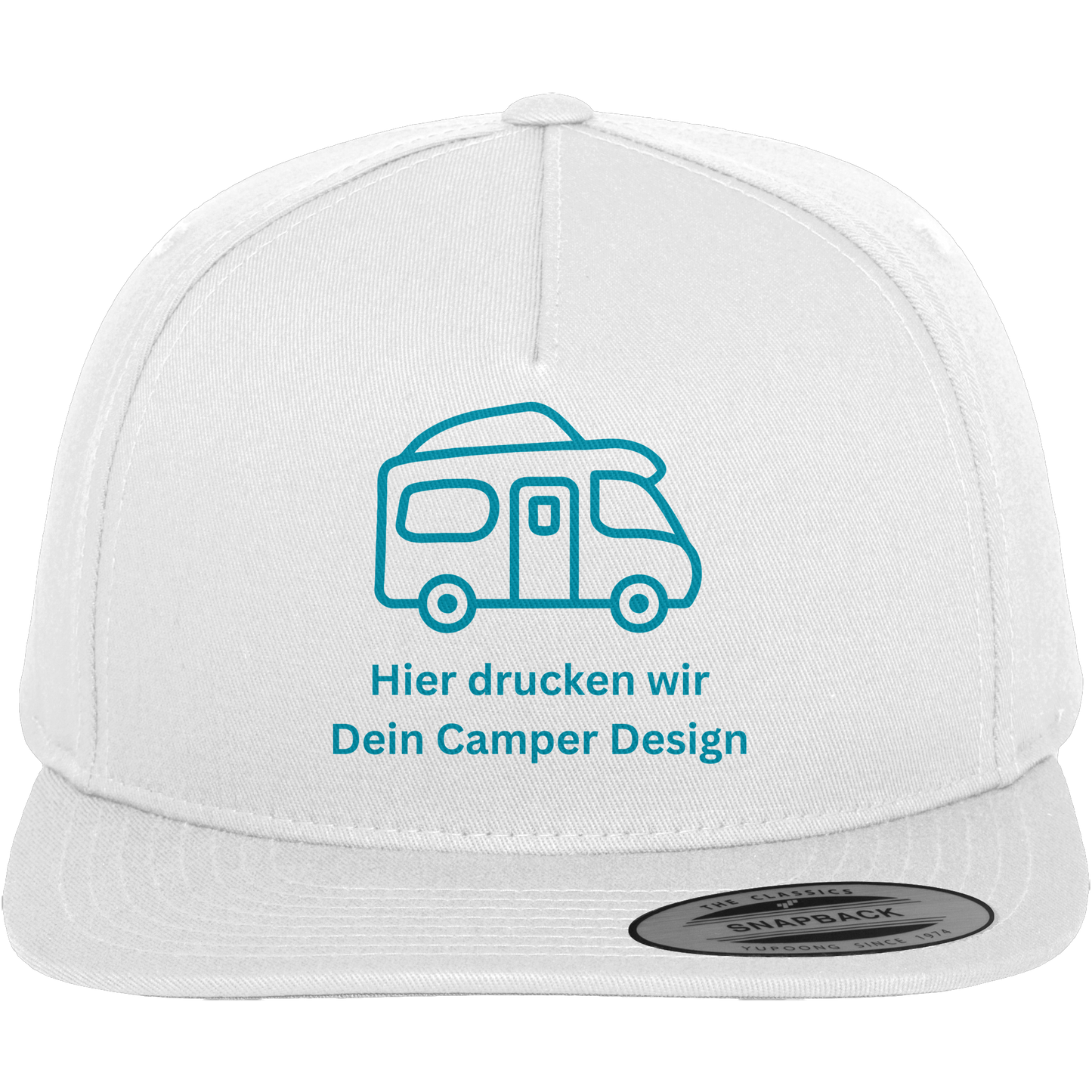 Premium Snapback Cap "White" - bedruckt mit Deiner Camper Illustration