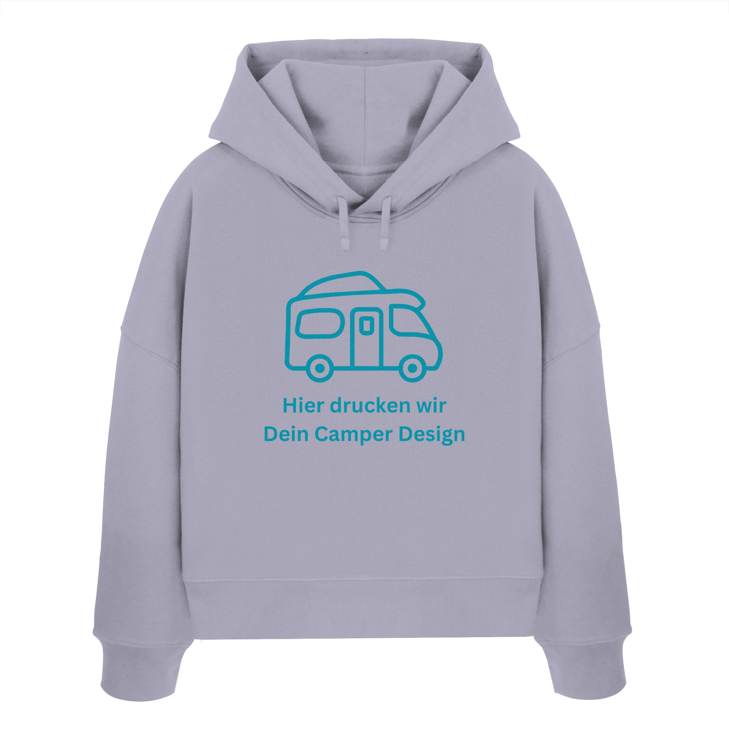 Womens Organic Boxcut Hoodie "Lavender" - bedruckt mit Deiner Camper Illustration