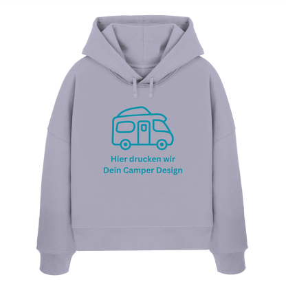 Womens Organic Boxcut Hoodie "Lavender" - bedruckt mit Deiner Camper Illustration
