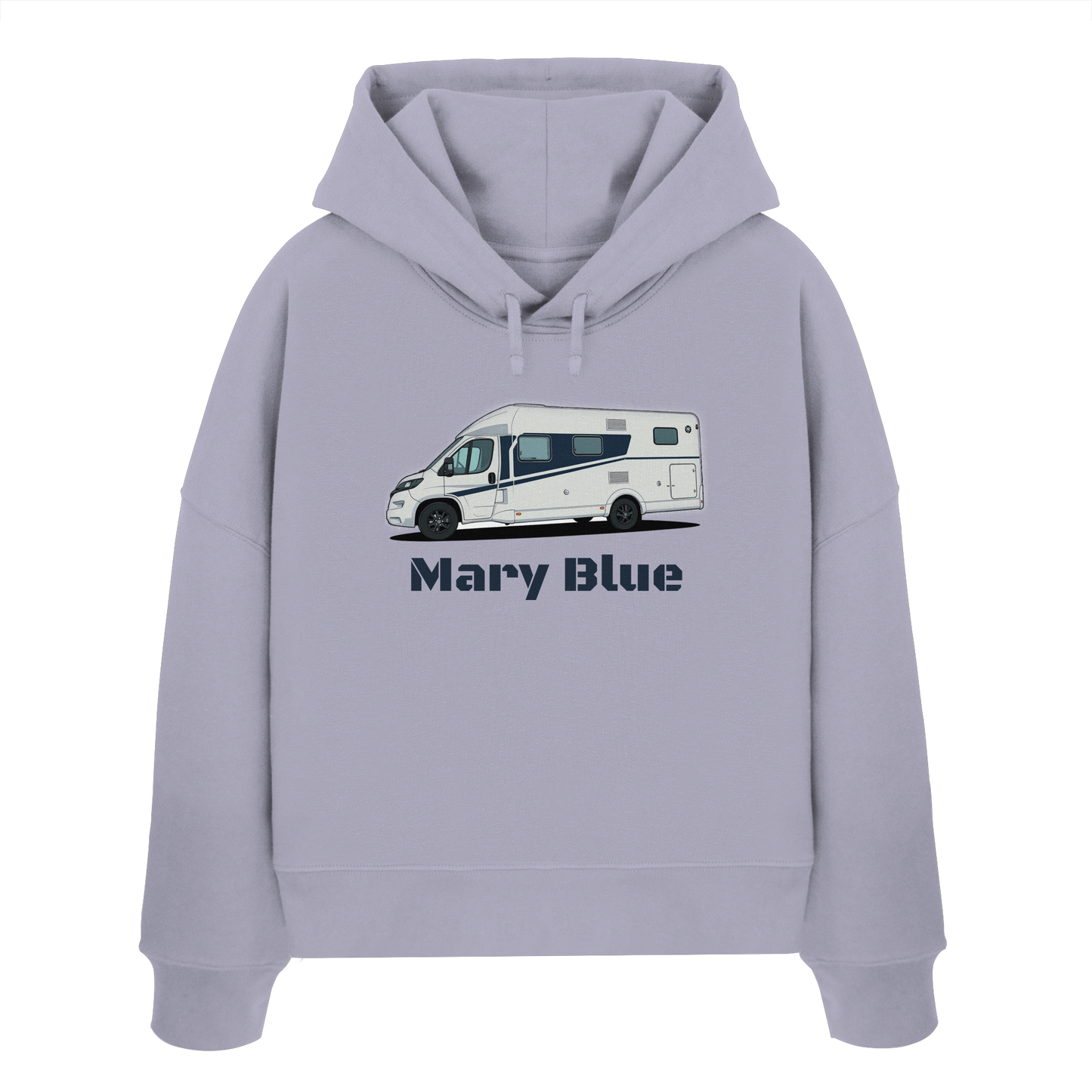 Womens Organic Boxcut Hoodie "Lavender" - bedruckt mit Deiner Camper Illustration