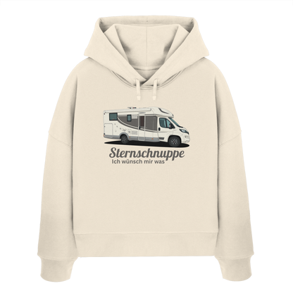 Womens Organic Boxcut Hoodie "Natural Raw" - bedruckt mit Deiner Camper Illustration