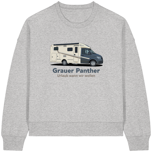 Womens Organic Boxcut Sweatshirt "Cool Heather Grey" - bedruckt mit Deiner Camper Illustration