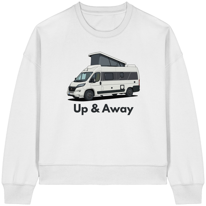 Womens Organic Boxcut Sweatshirt "White" - bedruckt mit Deiner Camper Illustration