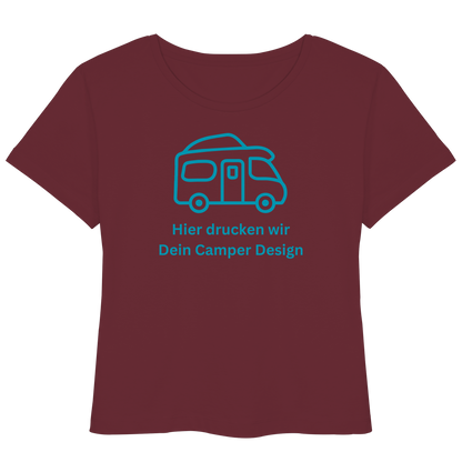 Womens Organic Lightweight T-Shirt "Burgundy" - bedruckt mit Deiner Camper Illustration