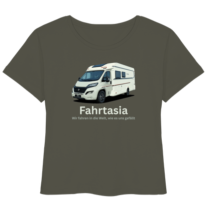 Womens Organic Lightweight T-Shirt "Khaki" - bedruckt mit Deiner Camper Illustration