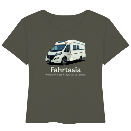 Womens Organic Lightweight T-Shirt "Khaki" - bedruckt mit Deiner Camper Illustration
